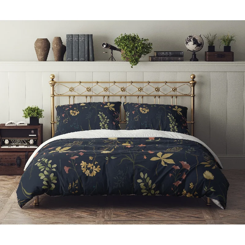 FALL BOTANICALS NAVY Comforter Set By Kavka Designs