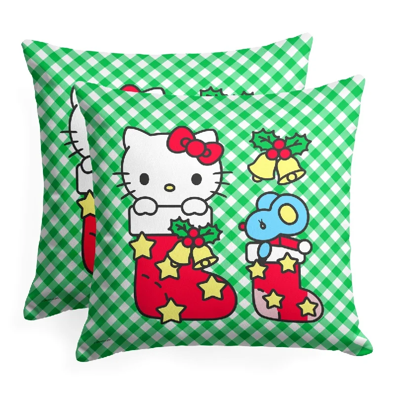 Hello Kitty Stocking Buddies Printed Throw Pillow - Green