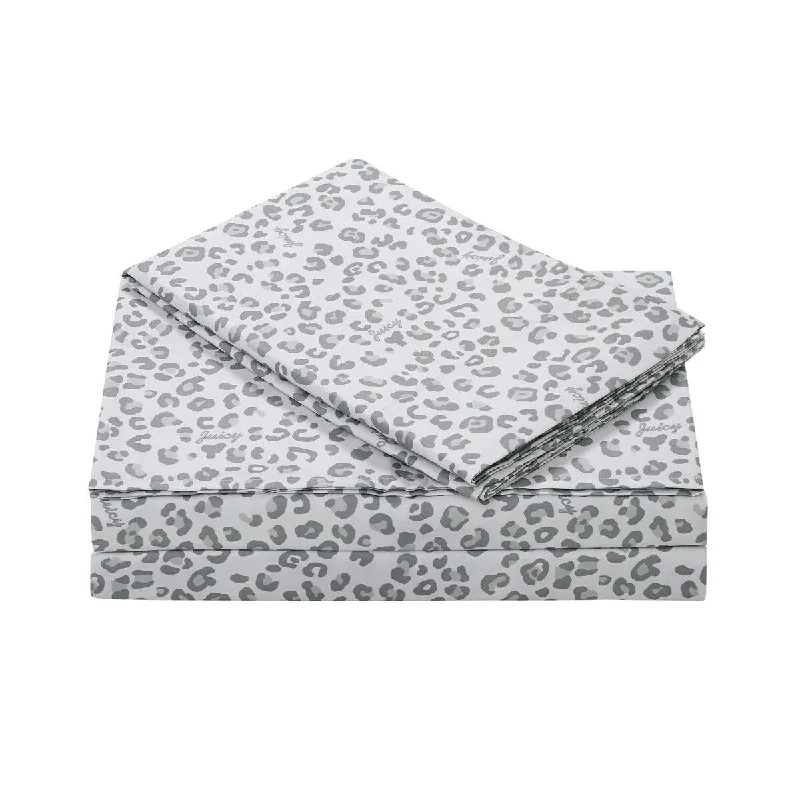 Juicy Couture Silver Leopard Microfiber Sheet Set