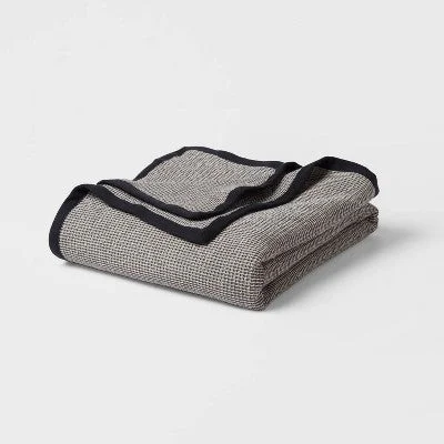 King Micro Waffle Coverlet Black - Threshold