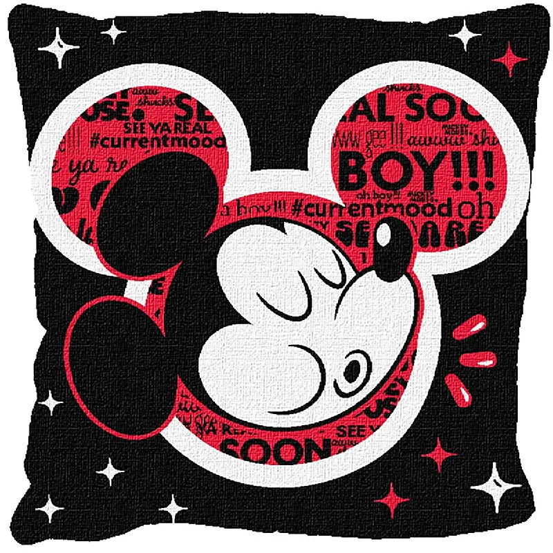 Mickey Mouse Gee Mickey Jacquard Pillow - Black