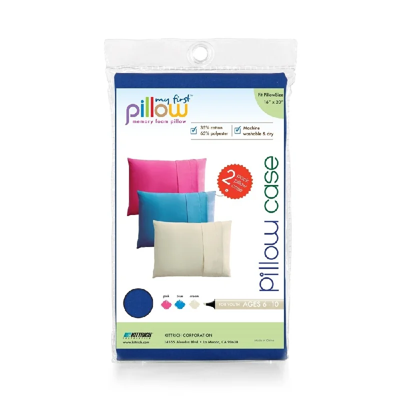 My First Pillow Set of Two Youth Pillow Cases, Blue