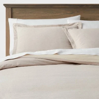 New - Full/Queen Cotton Linen Chambray Duvet Cover & Sham Set Khaki - Threshold