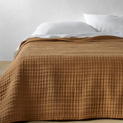 New - Full/Queen Lyocell Cotton Blend Coverlet Warm Brown - Casaluna