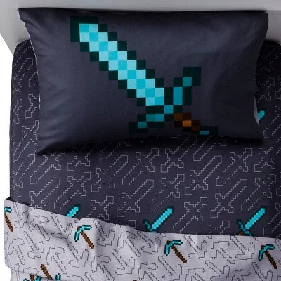 New - Minecraft 4pc Full Sheet Set Gray