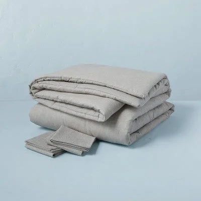 Open Box - 3pc Full/Queen Linen Blend Duvet Set Jet Gray - Hearth & Hand with Magnolia