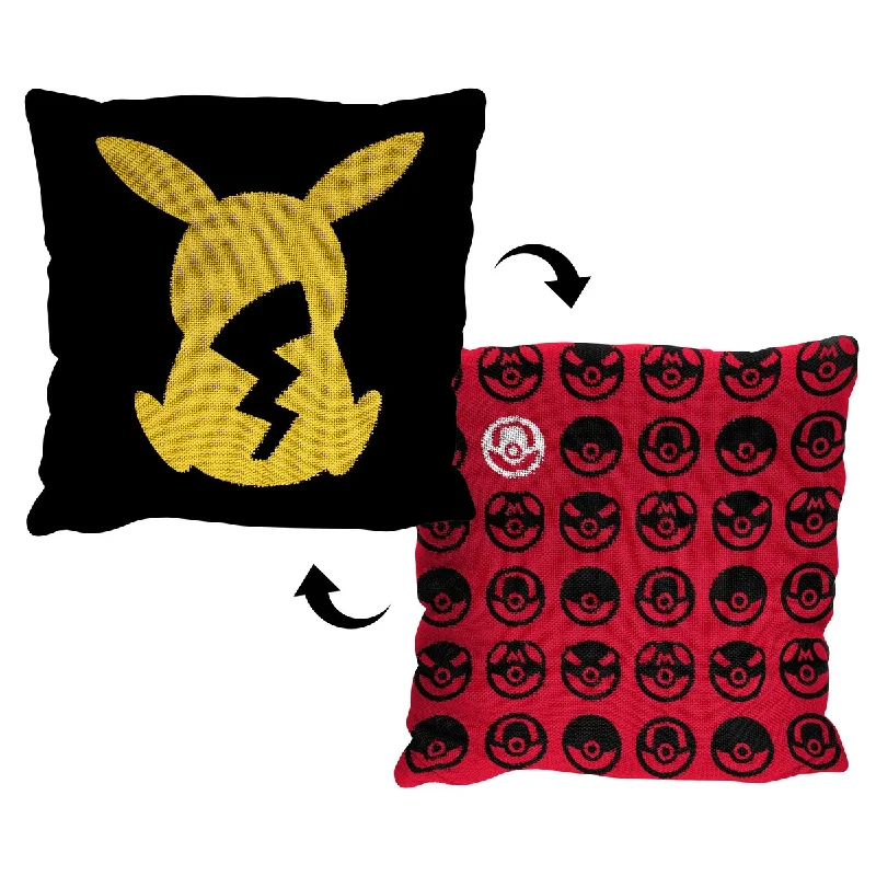 Pokemon Iconic Poke 2Pk Double Sided Jacquard Pillow - Black