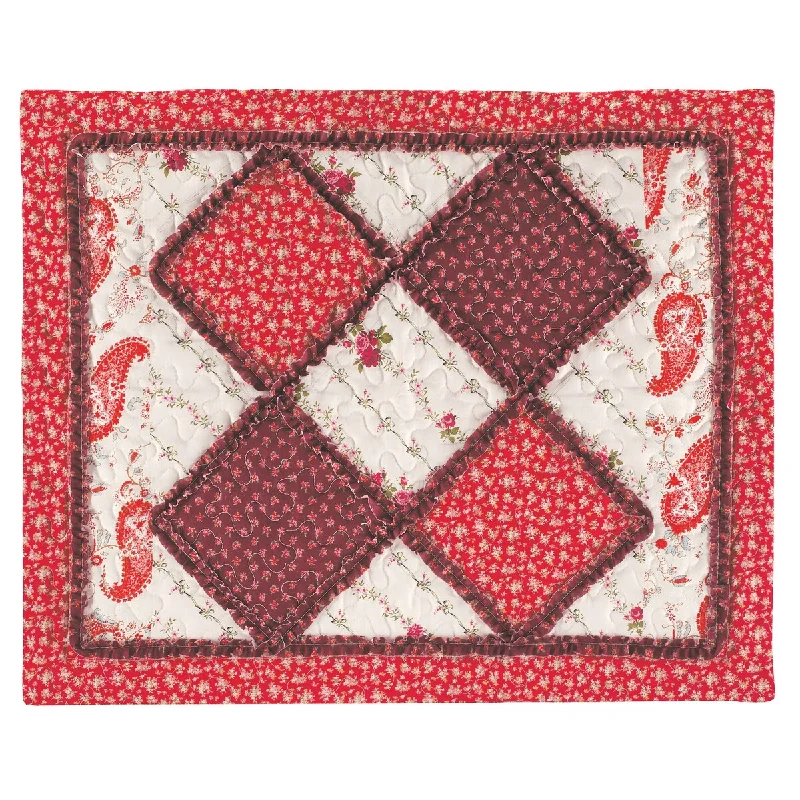 Red Floral and Paisley Patchwork Pillow Sham