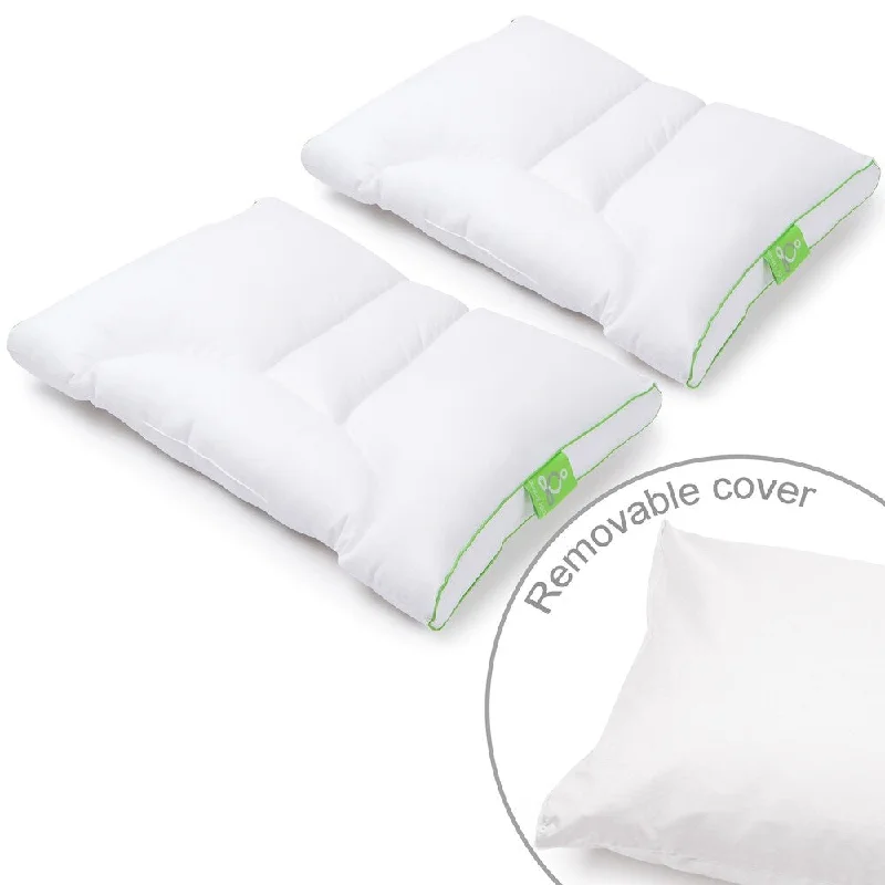 Sleep Yoga 2-Pack Standard/Queen Pillow Zipper Cover Protector - Lyocell Cotton Hypoallergenic, Machine Washable - White