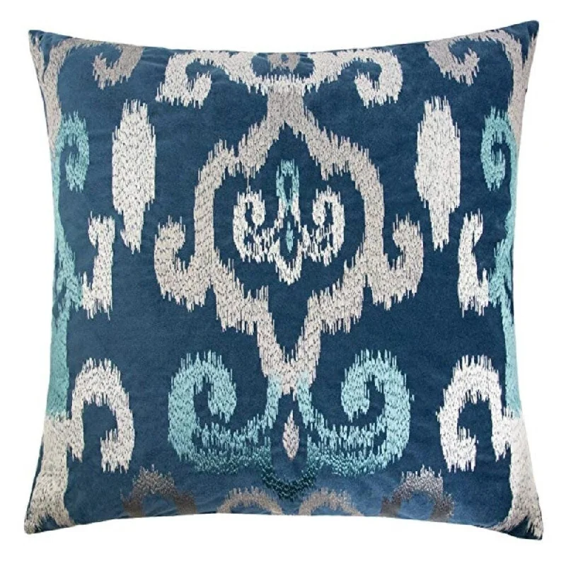 Velvet Embroidery Throw Pillow Cover,Navy Teal Splash 20 x 20