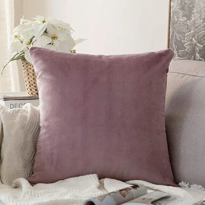 Velvet Soft Solid Pink Purple Pillow Cover 20 x 20 