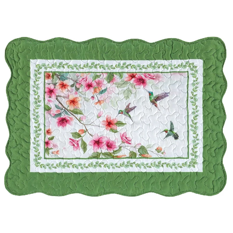 Vibrant Hummingbird Floral Scalloped Edge Pillow Sham Set