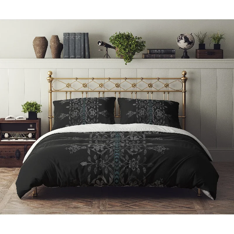 WOOD BLOCK CHARCOAL CENTER Comforter Set By Kavka Designs