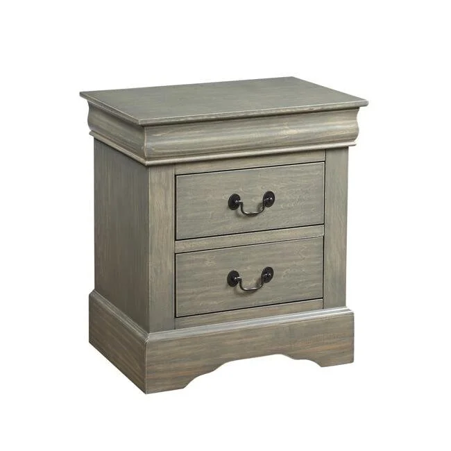 15.67" X 21.65" X 23.54" Antique Gray Wooden Nightstand