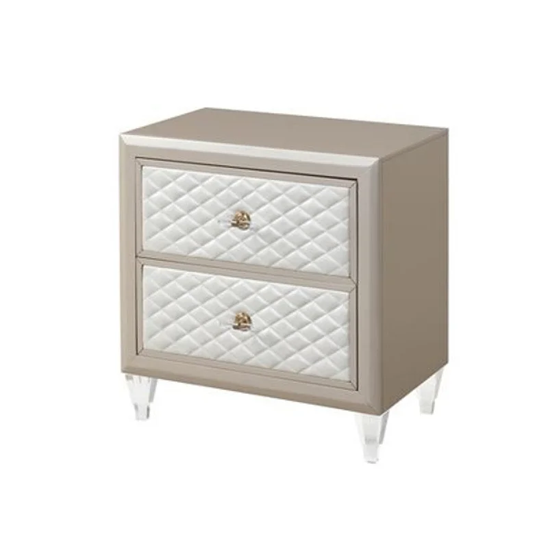 Acacia Nightstand with 2 Drawers Champagne Gold Color