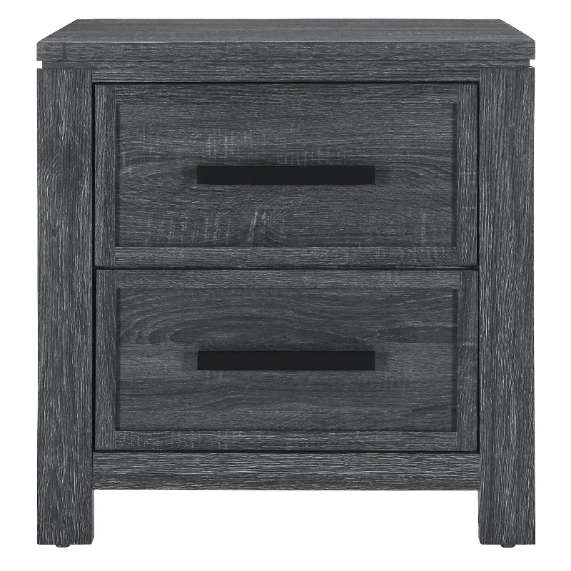 Aya Dark Grey Nightstand Dark Gray Solid Wood Mdf