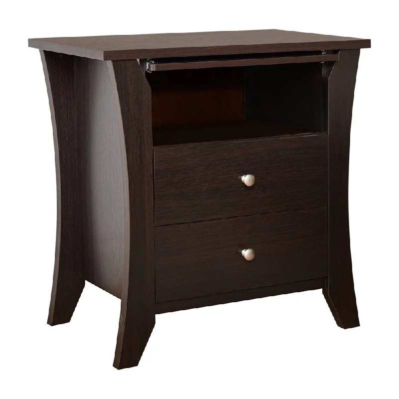 Carlita Nightstand with 2 - Drawer, Espresso