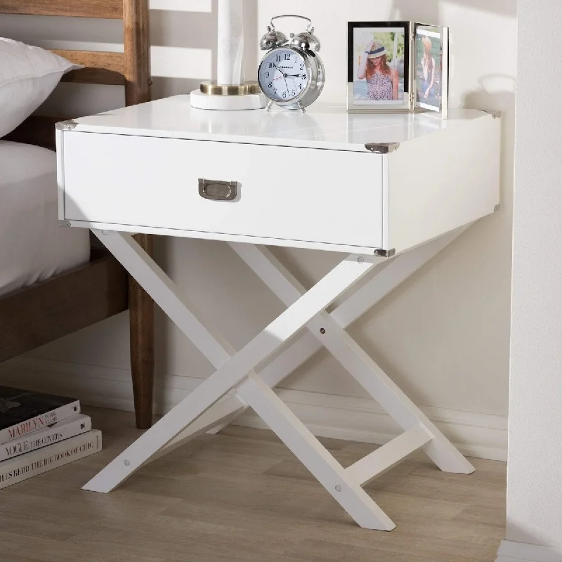 Contemporary 1-Drawer Nightstand by White White Finish