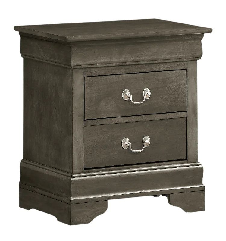 Elegant Gray Traditional Nightstand Gray Particle Board