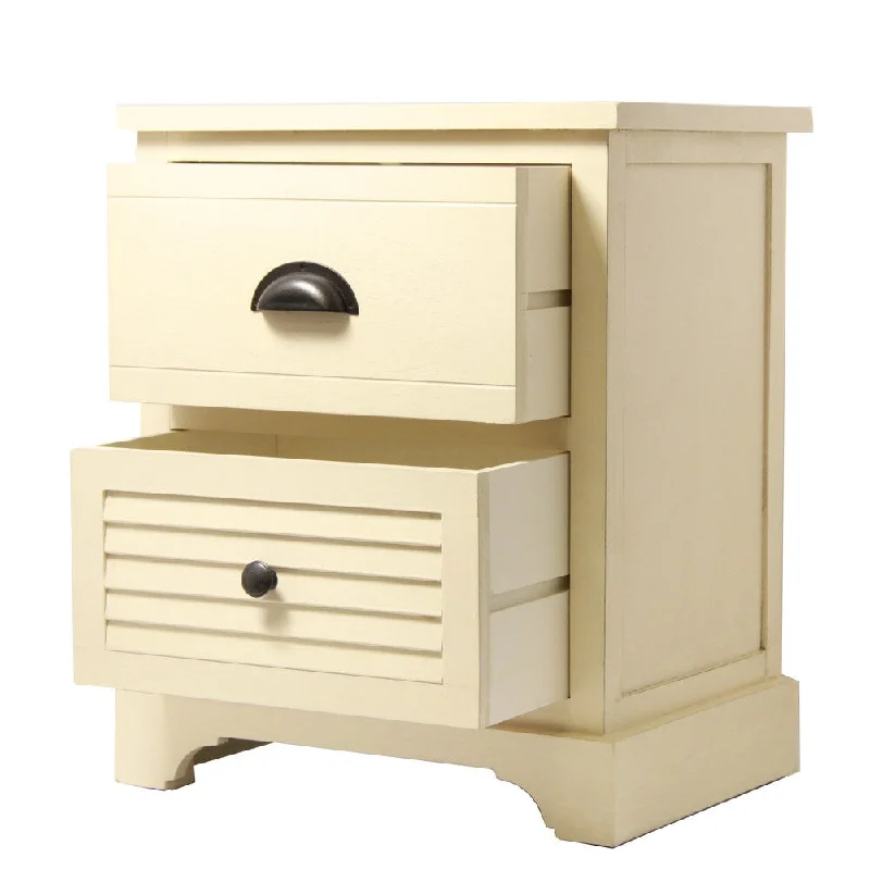 Ella Collection Cream Two Drawer Nightstand Evening Table