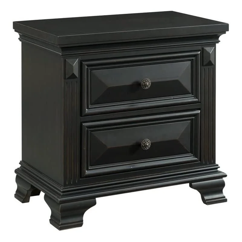 Furnishings Trent 2-Drawer Nightstand in Antique Black