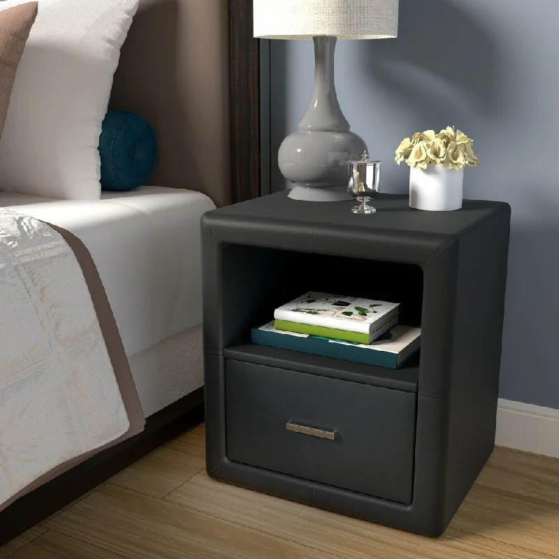 Lombardi Upholstered Faux Leather Nightstand