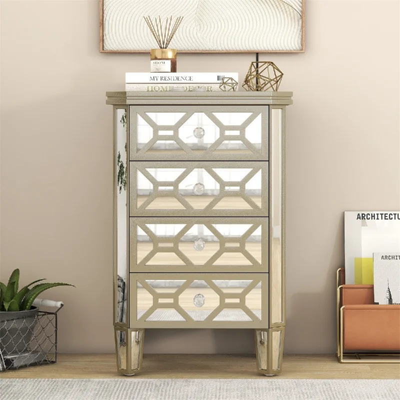 Mirrored 2-Drawer Nightstand