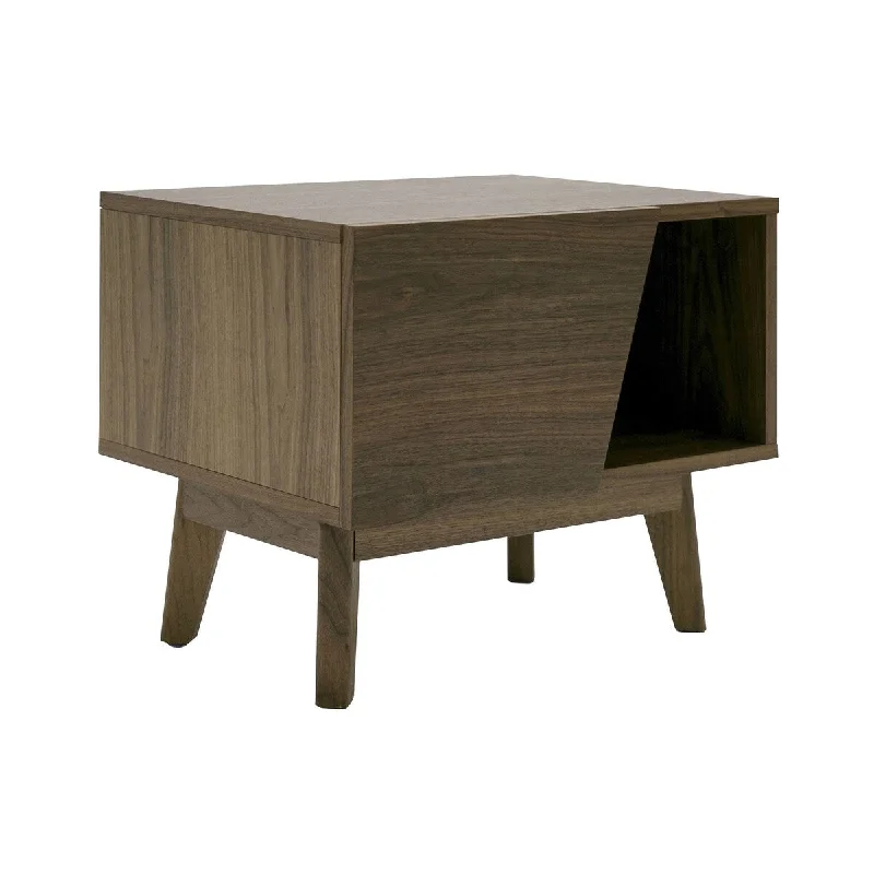 Modrest Abelard Mid-century Walnut Nightstand