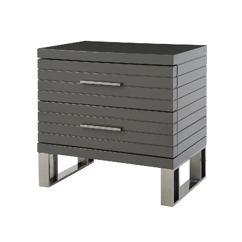 Modrest Splendor Grey High Gloss Slatted Nightstand