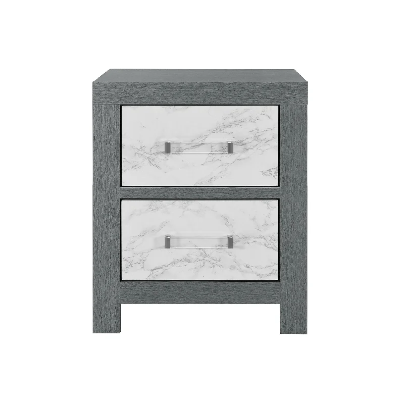 Rush Grey Nightstand Grey Solid Wood Mdf