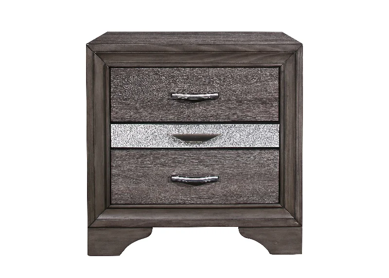 Ryder Sparkle Grey Nightstand Gray Solid Wood Mdf