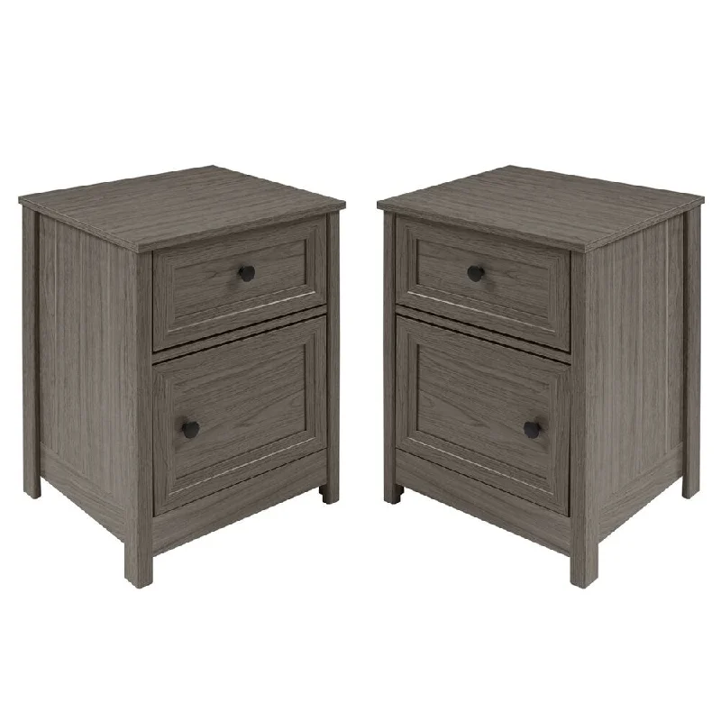 Set of 2 Classic Grooved 1 Door and Drawer Slate Grey Nightstands by Manor Park