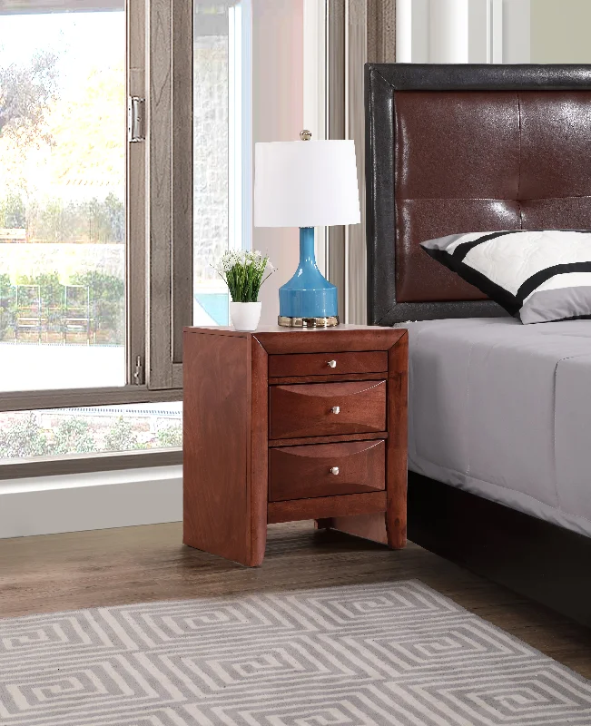 Sleek Cherry Nightstand With Storage Cherry Particle Board