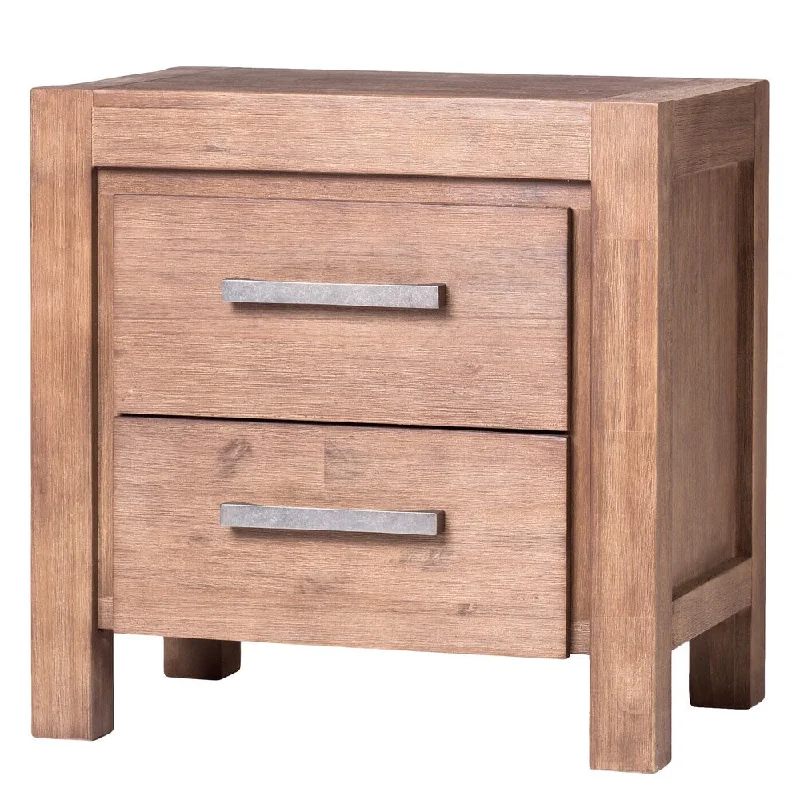 Urban Designs Acacia Wood 2 Drawer Nightstand