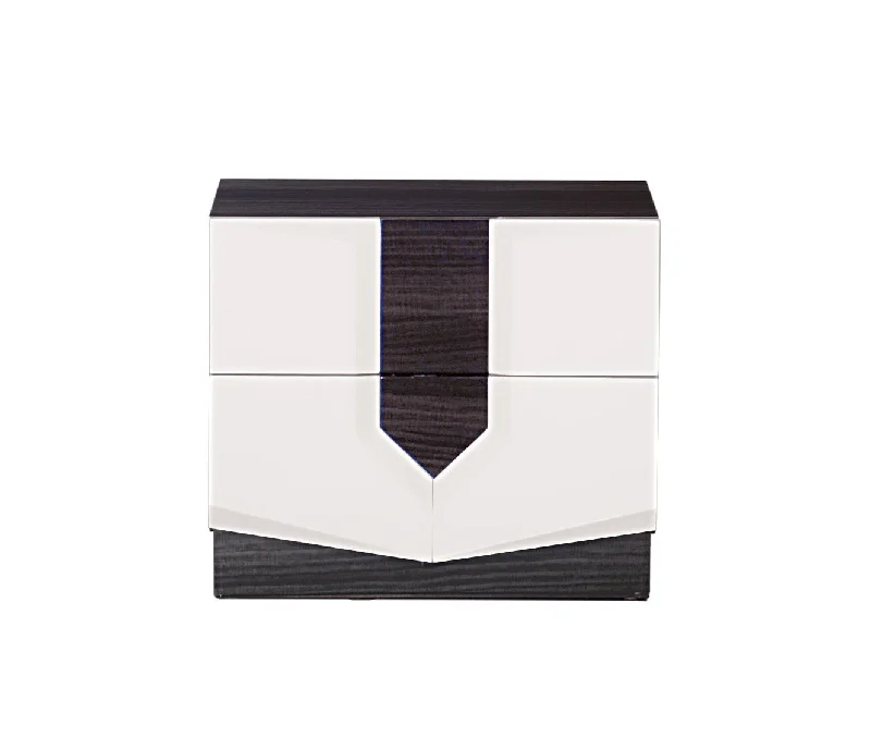 Vios Zebra White Hg Nightstand White Black Mdf