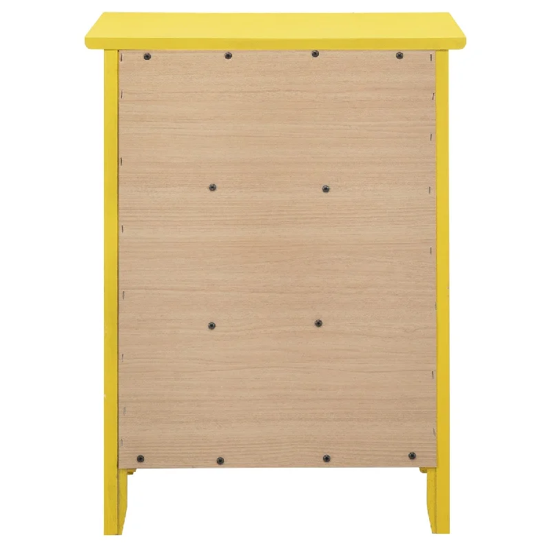 Yellow Nightstand with Extra Durability - Real Wood Veneers and Dove Tailed Drawers