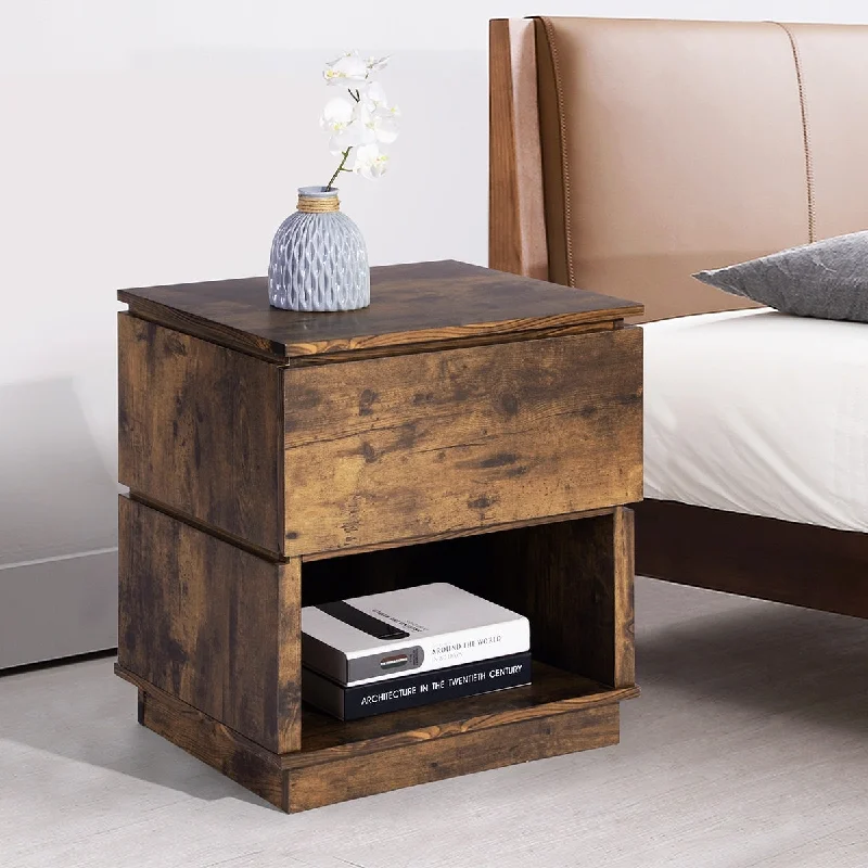 19.7" x 15.7" x 22" Wooden Night Stand with One Drawer