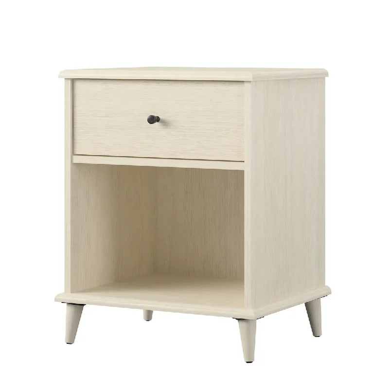 Farnsworth 1 Drawer Mid-Century Modern Nightstand, Ivory Oak