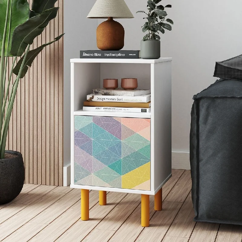 Manhattan Comfort Mid-Century Modern Multi Colored Nightstand