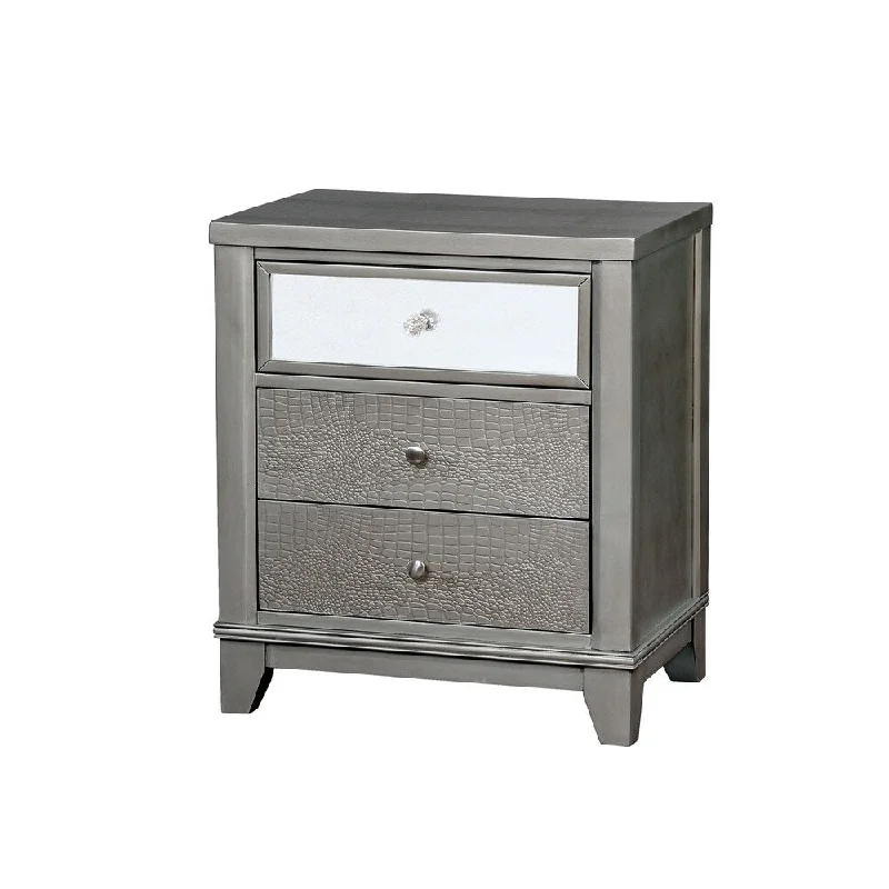 Williams Home Furnishing Bryant II Night Stand in Silver Finish